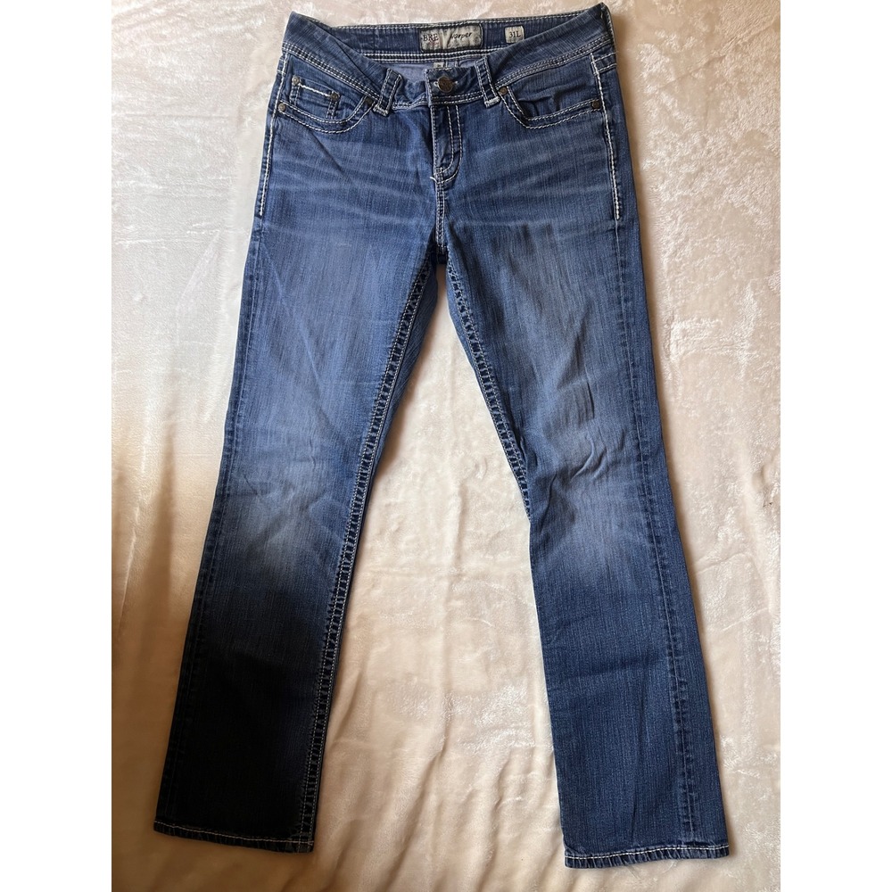 BKE Harper Bootcut Jeans Medium Wash Blue Denim Contrast Stitch 31L Womens